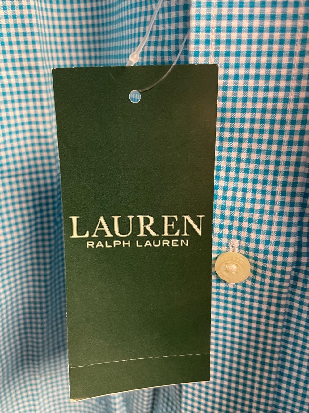 Lauren Ralph Lauren Dress Shirt Mens 17.5 34/35 Blue Gingham Check NWT New - Picture 4 of 6